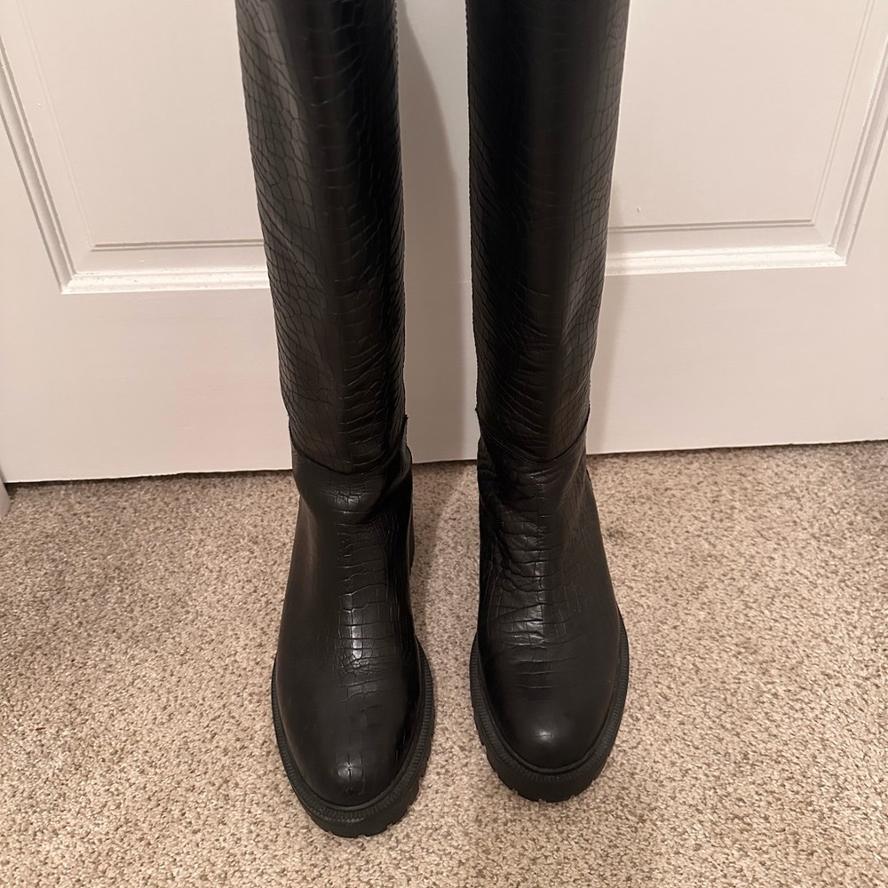 PAIGE Black Knee High Boots
